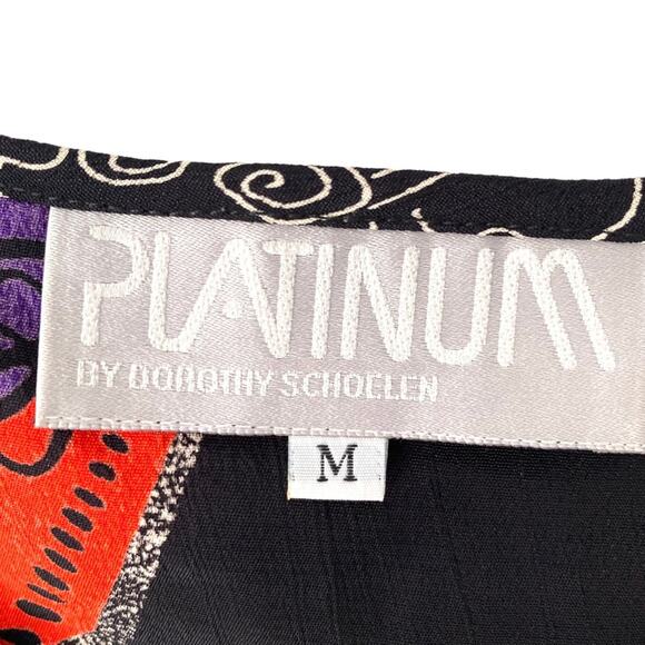 Platinum By Dorothy Schoelen Vintage Black Tie Print Tank Blouse size medium - Picture 4 of 6